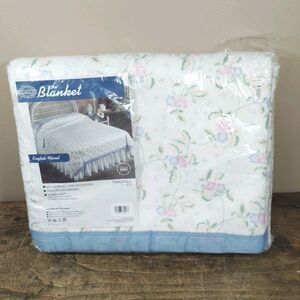 Vintage Beacon Satin Trim Floral Blanket 72x90 Twin/Full Cottagecore New
